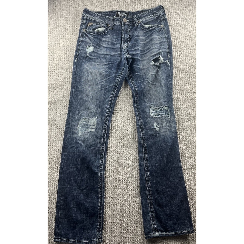 Buckle Salvage Mayhem Jeans Regular Fit Straight Leg Mens 32L 33x34 Distressed